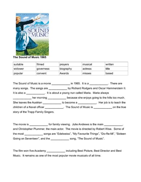  The Sound Of Music Worksheet Answers - The Sound Of Music Worksheet Answers