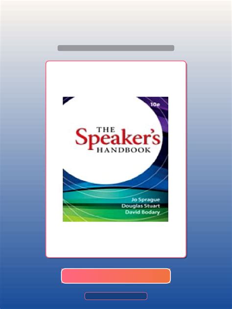 The Speaker S Handbook 10th Edition Pdf