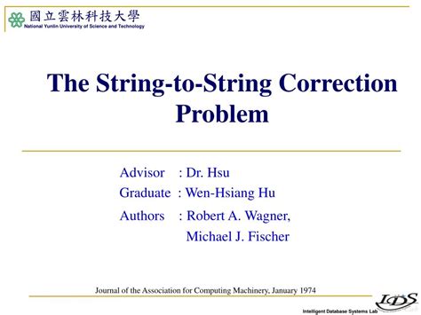 The String To String Correction Problem