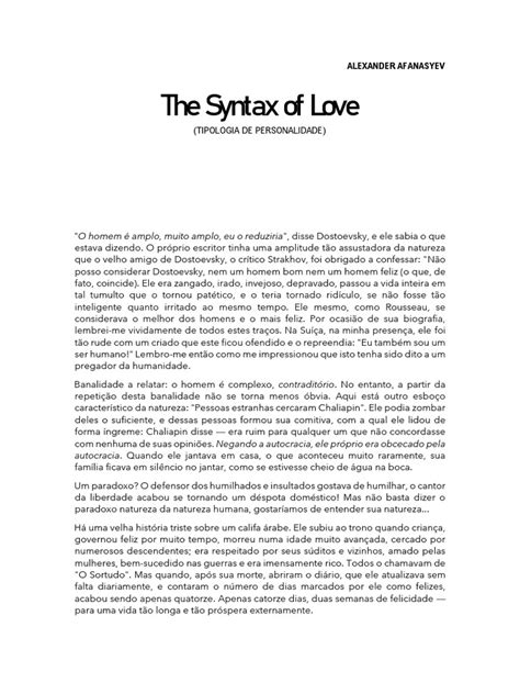 The Syntax Of Love