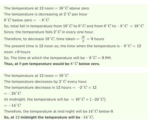 The Temperature At 12 Noon Was 10 C Above Zero