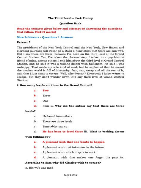 The Third Level Questions And Answers
