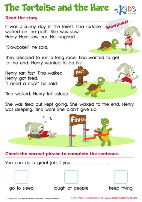 The Tortoise And The Hare Worksheet - The Tortoise And The Hare Worksheet