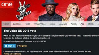 the voice uk vote page