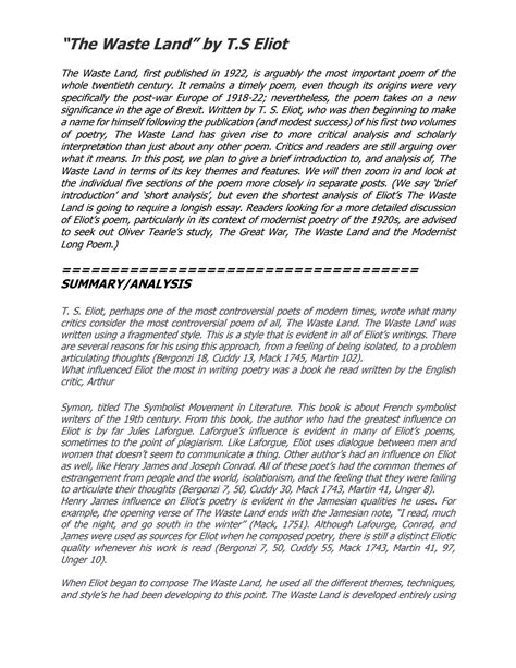 The Waste Land Summary
