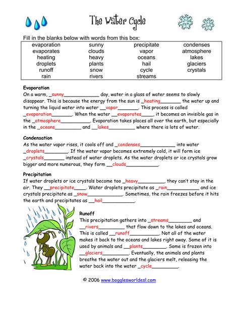 The Water Cycle Worksheet Answer Key   The Water Cycle Reading Comprehension Worksheet Teach Starter - The Water Cycle Worksheet Answer Key