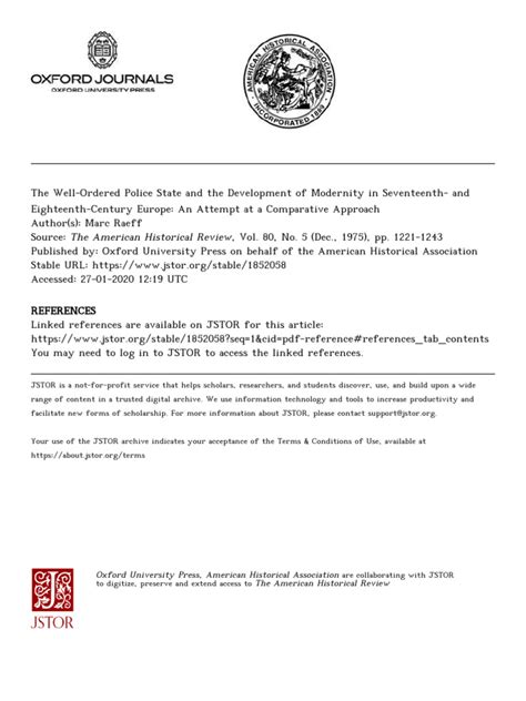 The Well Ordered Police State Social And Institutional Change Through Law In The Germanies And Russia 1600 1800