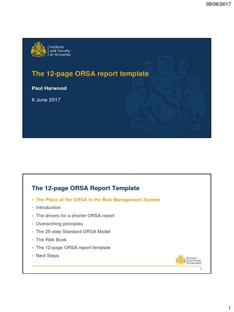 Full Download The 12 Page Orsa Report Template Actuaries 