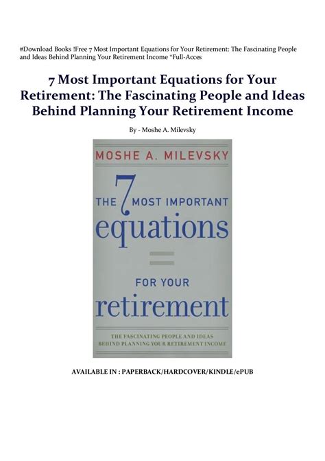 Full Download The 7 Most Important Equations For Your Retirement The Fascinating People And Ideas Behind Planning Your Retirement Income 