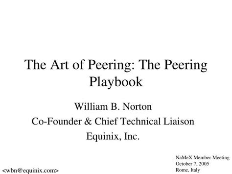 Read Online The Art Of Peering The Peering Playbook 