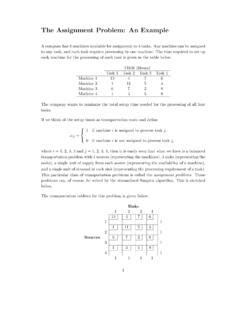 Read Online The Assignment Problem An Example 