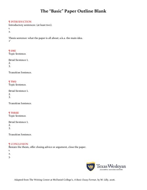 Full Download The Basic Outline Of A Paper Teacherweb 