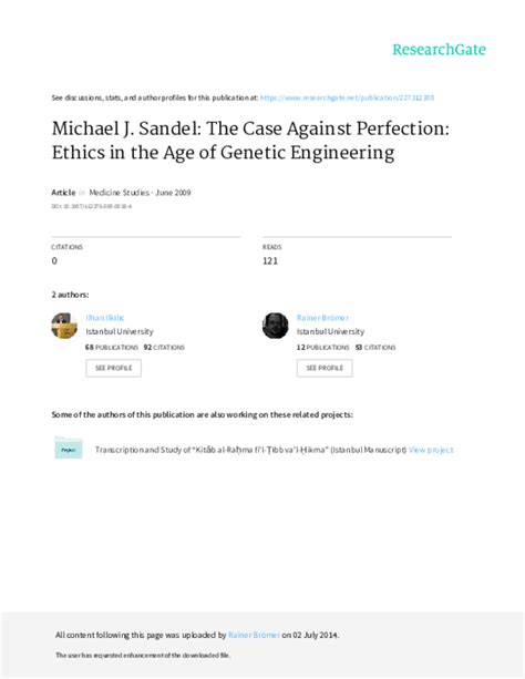 Read Online The Case Against Perfection Ethics In The Age Of Genetic Engineering 