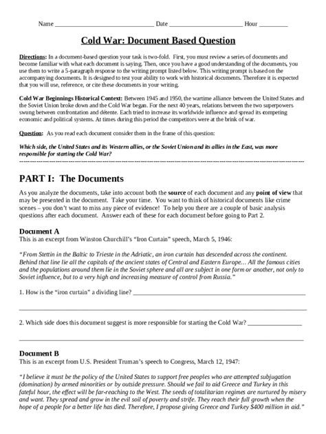 Full Download The Cold War Document Based Questions Dbq Activity Name 