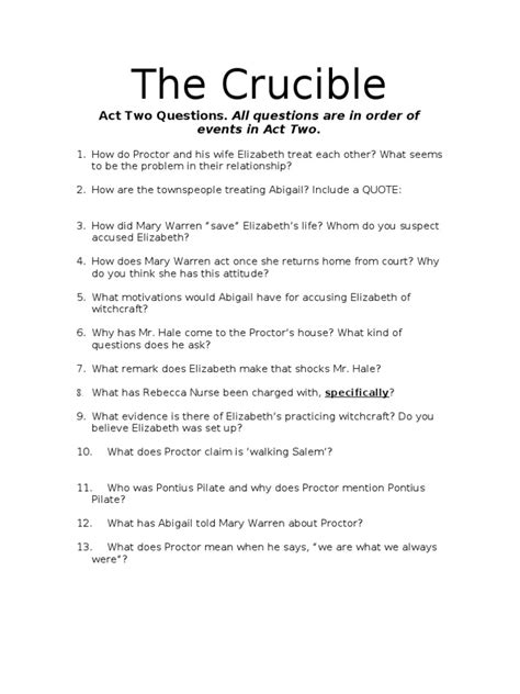 Read Online The Crucible Act 2 Questions And Answers Tubiby 