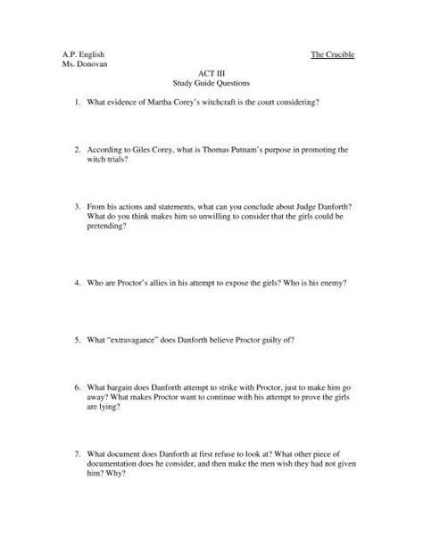 Download The Crucible Act 3 Answers Study Guide 