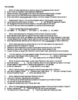 Download The Crucible Multiple Choice Questions And Answers 