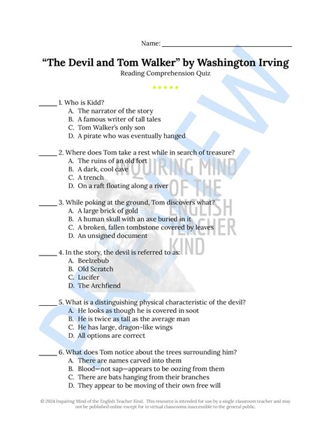 Read The Devil And Tom Walker Question Answers 