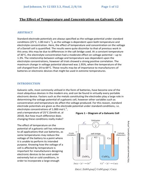 Read The Effect Of Temperature And Concentration On Galvanic Cells 