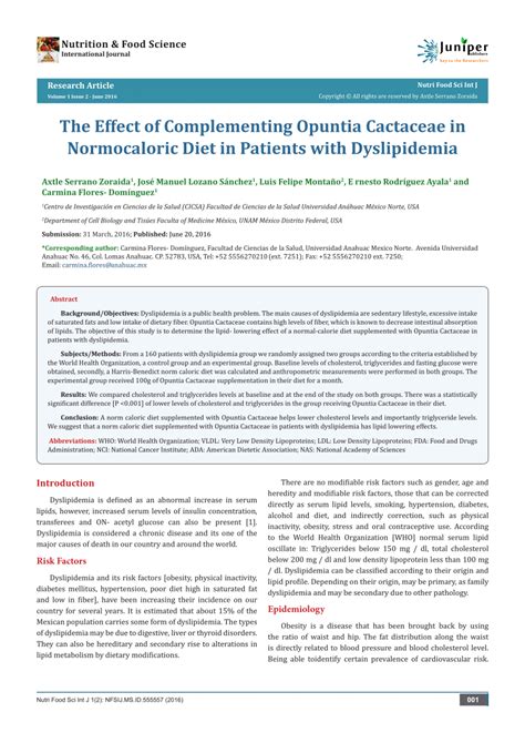 Read The Effects Of Opuntia Cactaceae On Lowering 