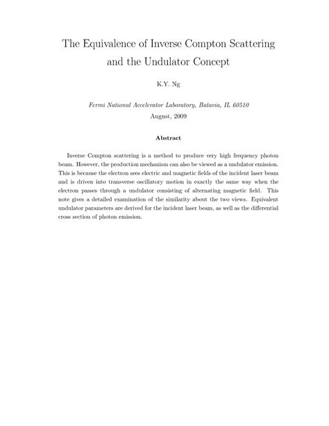 Read Online The Equivalence Of Inverse Compton Scattering And The 