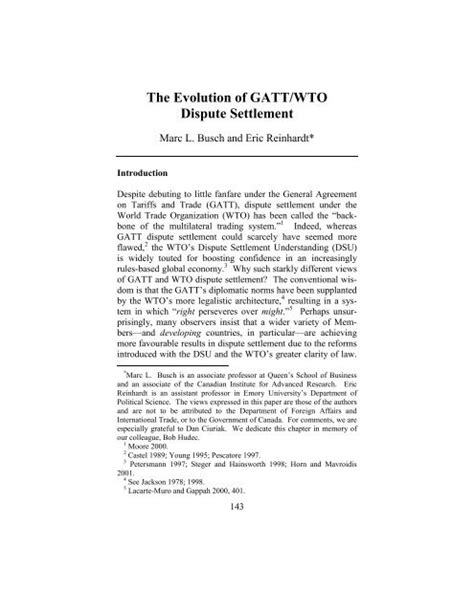 Full Download The Evolution Of Gatt Wto Dispute Settlement 