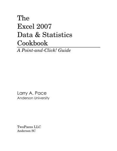 Read Online The Excel 2007 Data Statistics Cookbook Marlboro 