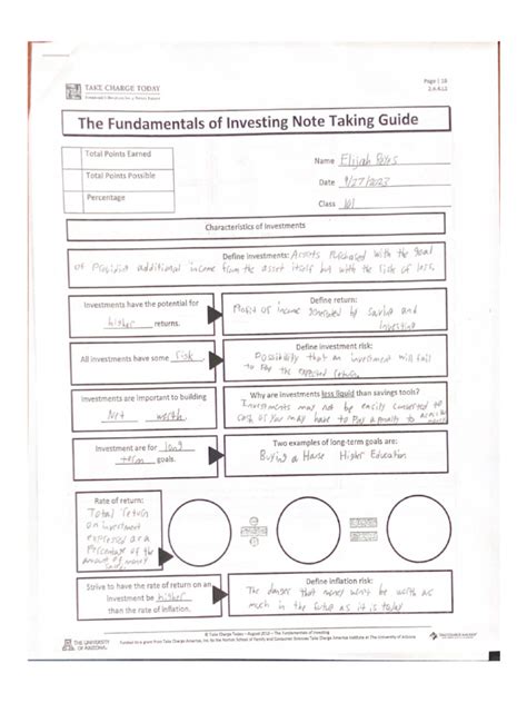 Read Online The Fundamentals Of Investing Note Taking Guide 