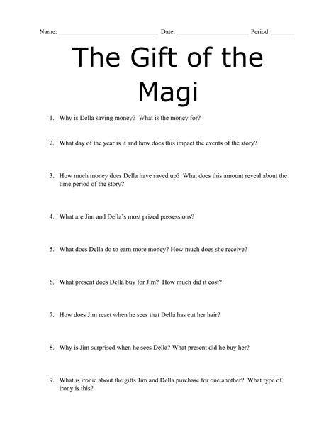 Read Online The Gift Of Magi Questions And Answers 