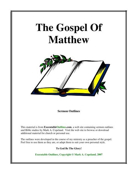 Read The Gospel Of Matthew Executable Outlines Free Sermon 