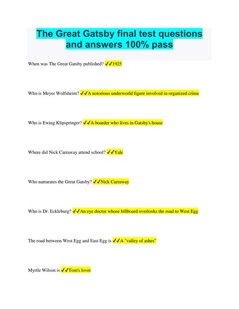 Full Download The Great Gatsby Final Test Answers 
