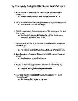 Full Download The Great Gatsby Questions And Answers Chapter 6 Pdf 