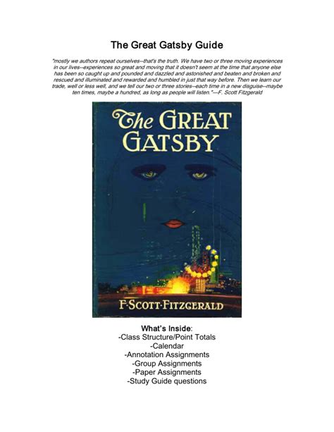 Full Download The Great Gatsby Unit Guide 