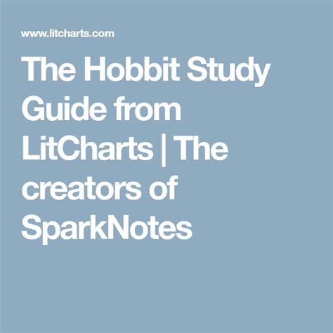 Read The Hobbit Sparknotes Study Guide 