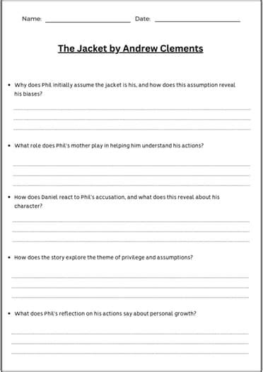 Read Online The Jacket Andrew Clements Questions 