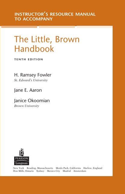 Full Download The Little Brown Handbook Pearson Learning Solutions 