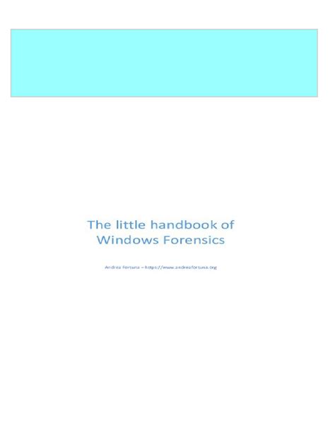 The little handbook of Windows Forensics: Just some random thoughts about Windows Forensics