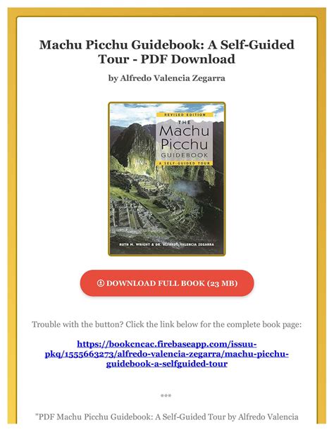 Full Download The Machu Picchu Guidebook A Self Guided Tour Pdf Format 