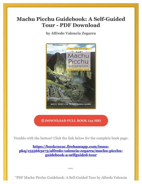 Download The Machu Picchu Guidebook A Self Guided Tour Pdf Format 