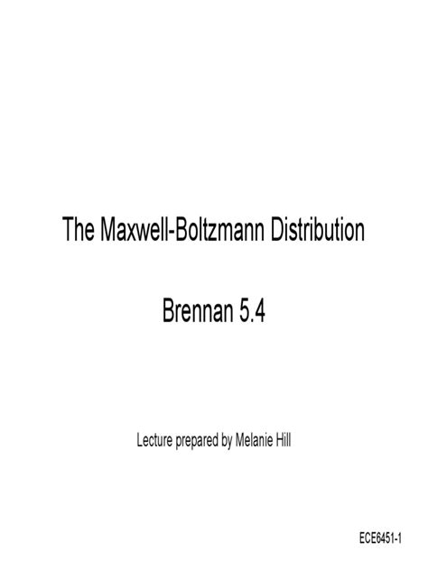 Download The Maxwell Boltzmann Distribution Brennan 5 