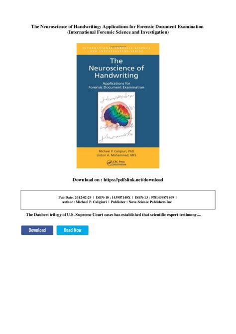 Read The Neuroscience Of Handwriting Applications For Forensic Document Examination International Forensic Science And Investigation 