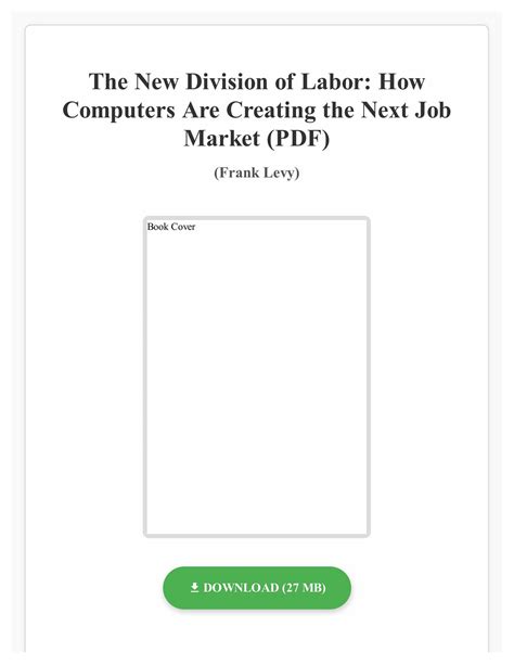 Download The New Division Of Labor How Computers Are Creating The Next Job Market 