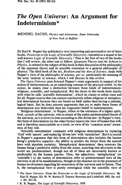 Read The Open Universe An Argument For Indeterminism From The Postsc 