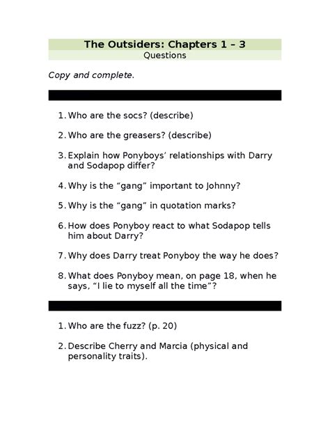 Full Download The Outsiders Questions And Answers Chapter 5 