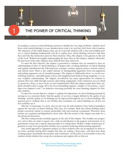 Read The Power Of Critical Thinking 4Th Edition Answers 