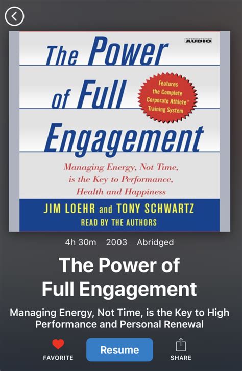 Read Online The Power Of Full Engagement Managing Energy Not Time Is The Key To High Performance And Personal Renewal 