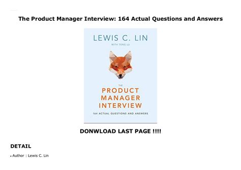 Full Download The Product Manager Interview 164 Actual Questions And Answers 