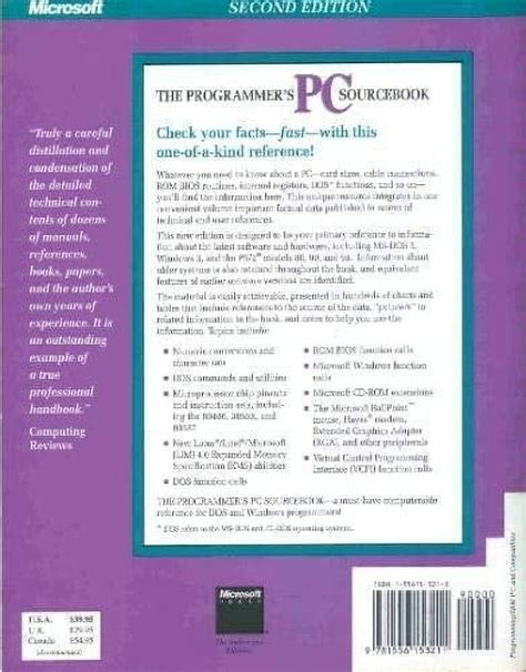 Download The Programmers Pc Sourcebook Reference Tables For Ibm Pcs And Compatibles Ps2 Systems Eisa Based Systems Ms Dos Operating System Through Version 5 Microsoft Windows Through Version 3 