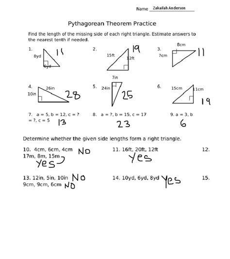 Download The Pythagorean Theorem Assignment File Type Pdf 