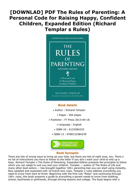 Read The Rules Of Parenting A Personal Code For Raising Happy Confident Children Expanded Edition Richard Templars Rules 